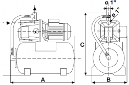 Surpresseur DAB Aquajet 102/60 M Avec Réservoir 60L - Pour Eau Claire, Puits, Pluie, Jusqu'à 8m