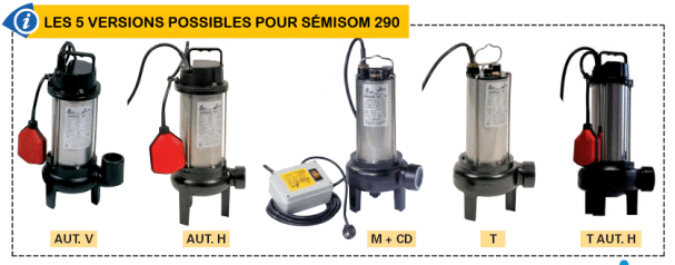 Pompe de relevage pour eaux chargées domestiques SEMISOM 290