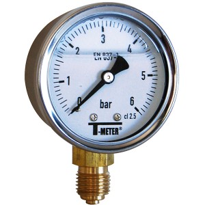Manomètre à bain de glycérine 0-2,5 bars - Ø50 - Radial - Manomètre - T-meter