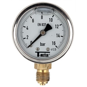 Manomètre à bain de glycérine 0-16 bars - Ø50 - Radial - Manomètre - T-meter