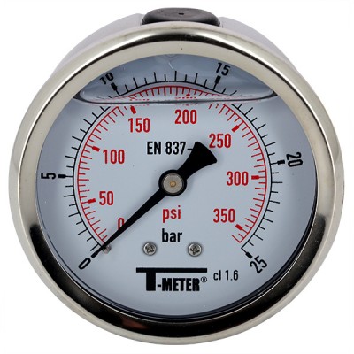  Manomètre à bain de glycérine 0-25 bars - Ø63 - Axial
