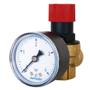 Soupape de sûreté avec manomètre 1/2" FF - S15DM - Soupape de sécurité - Caleffi