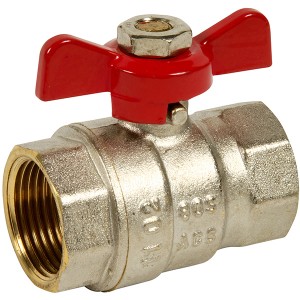 Vanne à sphère laiton papillon - Poignée rouge - FF 3/4" - Vanne et robinet laiton - Générique