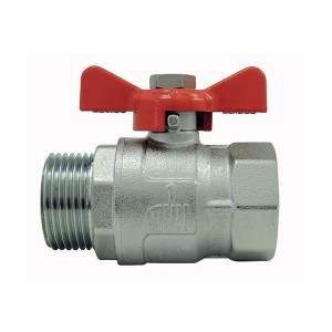 Vanne à sphère laiton papillon - Poignée rouge - MF 1/2" - Vanne et robinet laiton - Générique