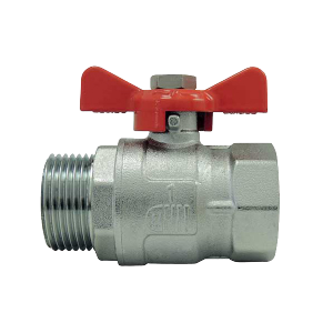 Vanne à sphère laiton papillon - Poignée rouge - MF 3/4" - Vanne et robinet laiton - Générique
