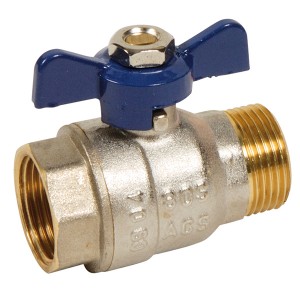Vanne à sphère laiton papillon - Poignée bleue - MF 1/4" - Vanne et robinet laiton - Générique