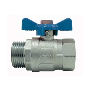 Vanne à sphère laiton papillon - Poignée bleue - MF 1/2" - Vanne et robinet laiton - Générique