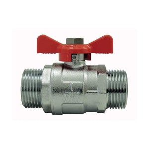 Vanne à sphère laiton papillon - Poignée rouge - MM 1/2" - Vanne et robinet laiton - Générique