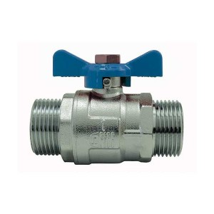 Vanne à sphère laiton papillon - Poignée bleue - MM 3/4" - Vanne et robinet laiton - Générique