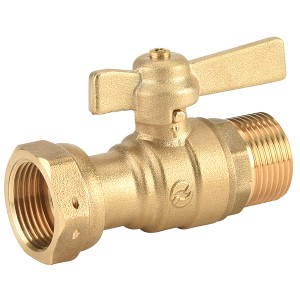 Robinet compteur droit 2/3-1/3 - écrou tournant - Manette laiton - MM 3/4"-1/2" - Vanne et robinet laiton - Sferaco