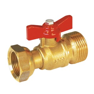 Robinet compteur - écrou tournant - Manette papillon rouge - FM 1/2"-1/2" - Vanne et robinet laiton - Sferaco