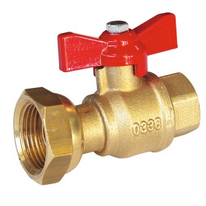 Robinet compteur - écrou tournant - Manette papillon rouge - FF 3/4"-3/4" - Vanne et robinet laiton - Sferaco