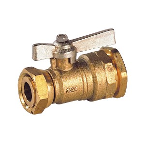 Robinet compteur - écrou tournant + raccord DECA - Manette laiton 2/3-1/3 - Ø20-3/4" - Vanne et robinet laiton - Sferaco