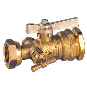 Robinet compteur à purge - écrou tournant + raccord DECA - Manette laiton 2/3-1/3 - Vanne et robinet laiton - Sferaco
