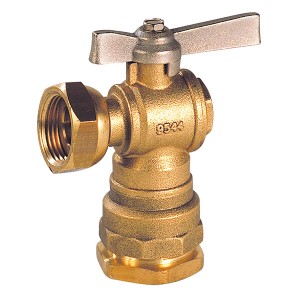 Robinet compteur équerre - écrou tournant + raccord DECA - Manette papillon 2/3-1/3 - Ø25-3/4" - Vanne et robinet laiton - Sferaco