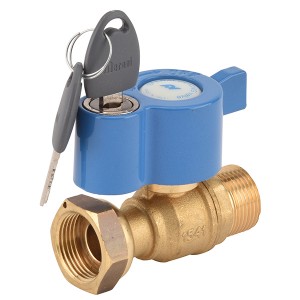 Robinet compteur cadenassable - écrou tournant - M 3/4"-1" - Vanne et robinet laiton - Sferaco