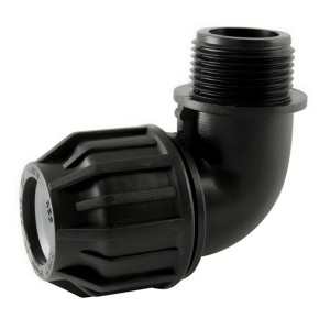 Adaptateur coudé à 90° mâle PE Compression Codital Ø32-3/4" - Raccord PE compression - Codital