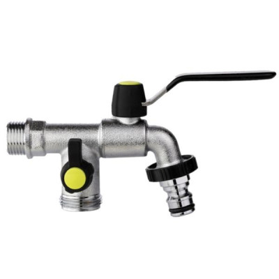  Robinet métal 1/4 tour double sortie