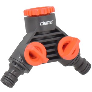 Raccord double robinet - Raccordement tuyau - Claber