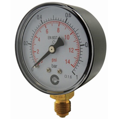 Manomètre ABS à cadran sec RADIAL Mâle 1/2 - Ø100 - 0 à 16 bars