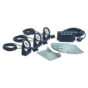 Kit d'éclairage 3 spots Blanc - Jet d'eau flottant - Ajutage et jet d'eau - Oase