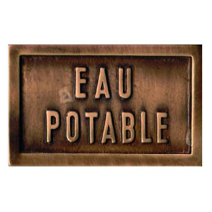 Plaque de signalisation laiton eau potable - Fontaine extérieure - Grillot