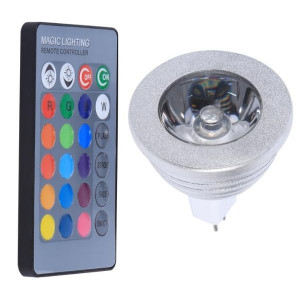 Lampe LED MR16 - 3 W - RGB - Avec télécommande - Éclairage bassin - Générique