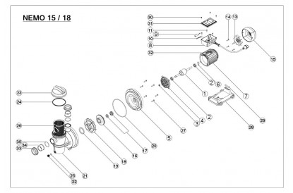 Pièces détachée Nemo 15 - 0,75 CV - 17 m3/h