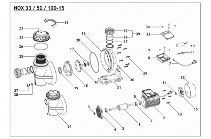 Pièces détachée NOX 50-12 M - 0,5 CV - 12,5 m3/h