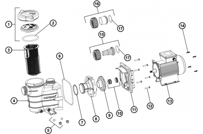 Pièces détachée Powerline 0,33 CV - Mono - IE2 - 7,3 m3/h