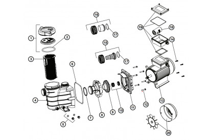 Pièces détachée Powerline 0,5 CV - Mono - IE2 - 10,8 m3/h